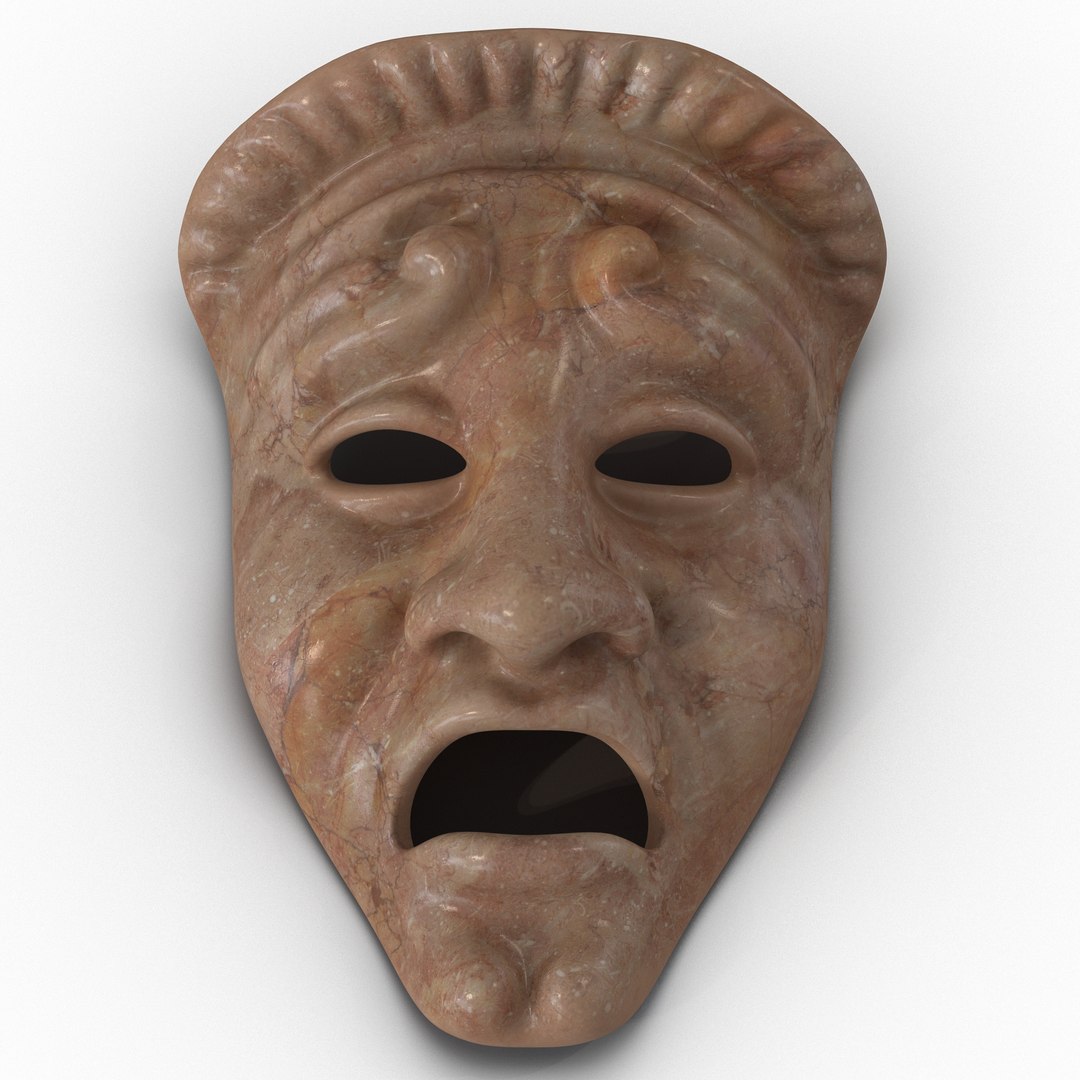 Theatre Tragedy Mask Red Marble 3D Model 3D model preview