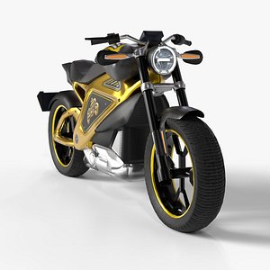 Realistic Electric Motorcycle - Gold Edition - Game and VR Ready 3D
