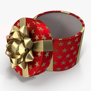 3D Gift Box Cylinder Red Open