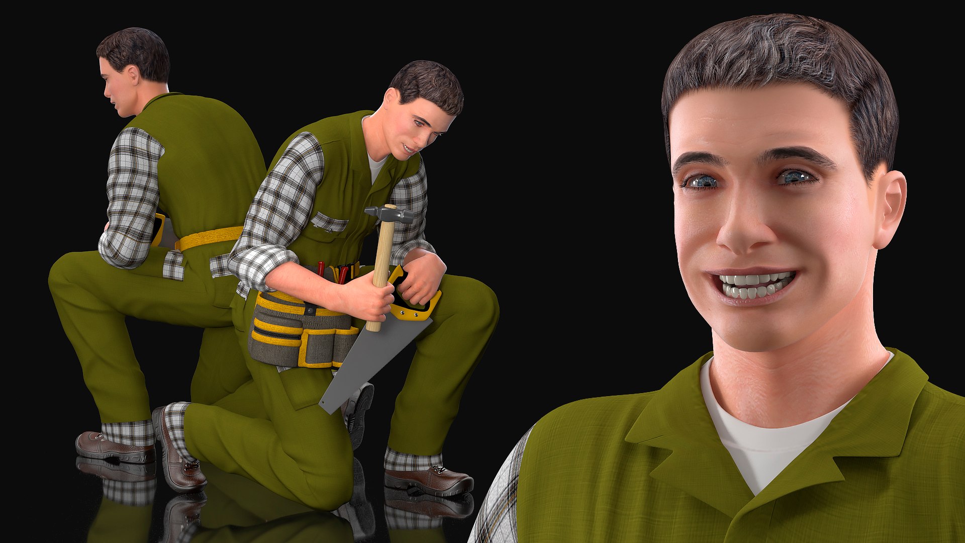 Carpenter Rigged for Cinema 4D 3D model preview