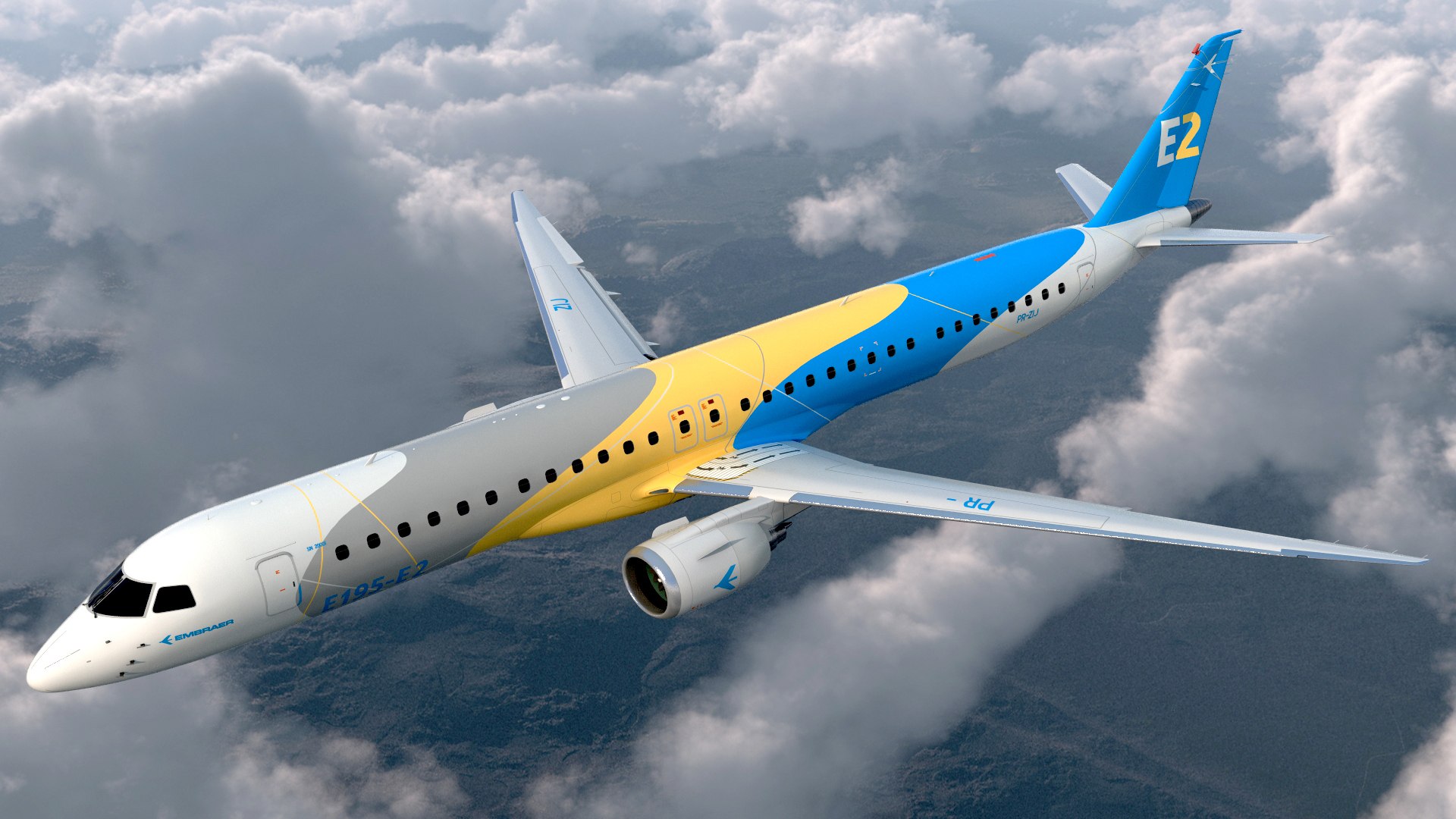 Embraer E-Jet E195-E2 3D model preview