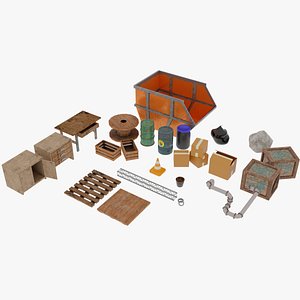Warehouse components and materials pack 3D model