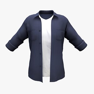 3D model Open Front Shirt With T-shirt