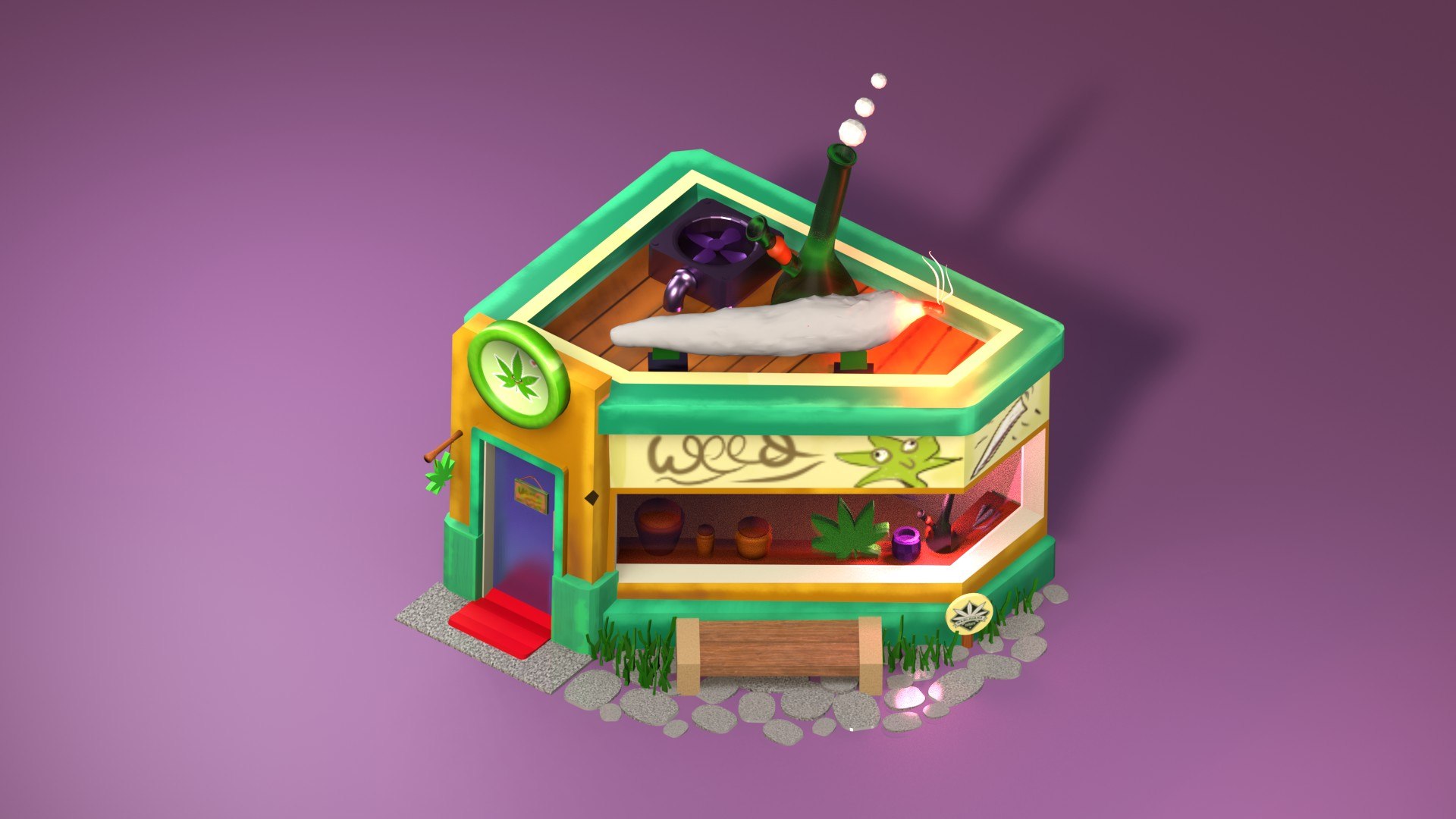 3D model Weed Cannabis marijuana shop Blender render Low-poly 3D model https://p.turbosquid.com/ts-thumb/a4/38Ovo6/JX/8/jpg/1657625719/1920x1080/fit_q87/a1d28088f3940d05971297a9cb6c5f8796ffbe71/8.jpg