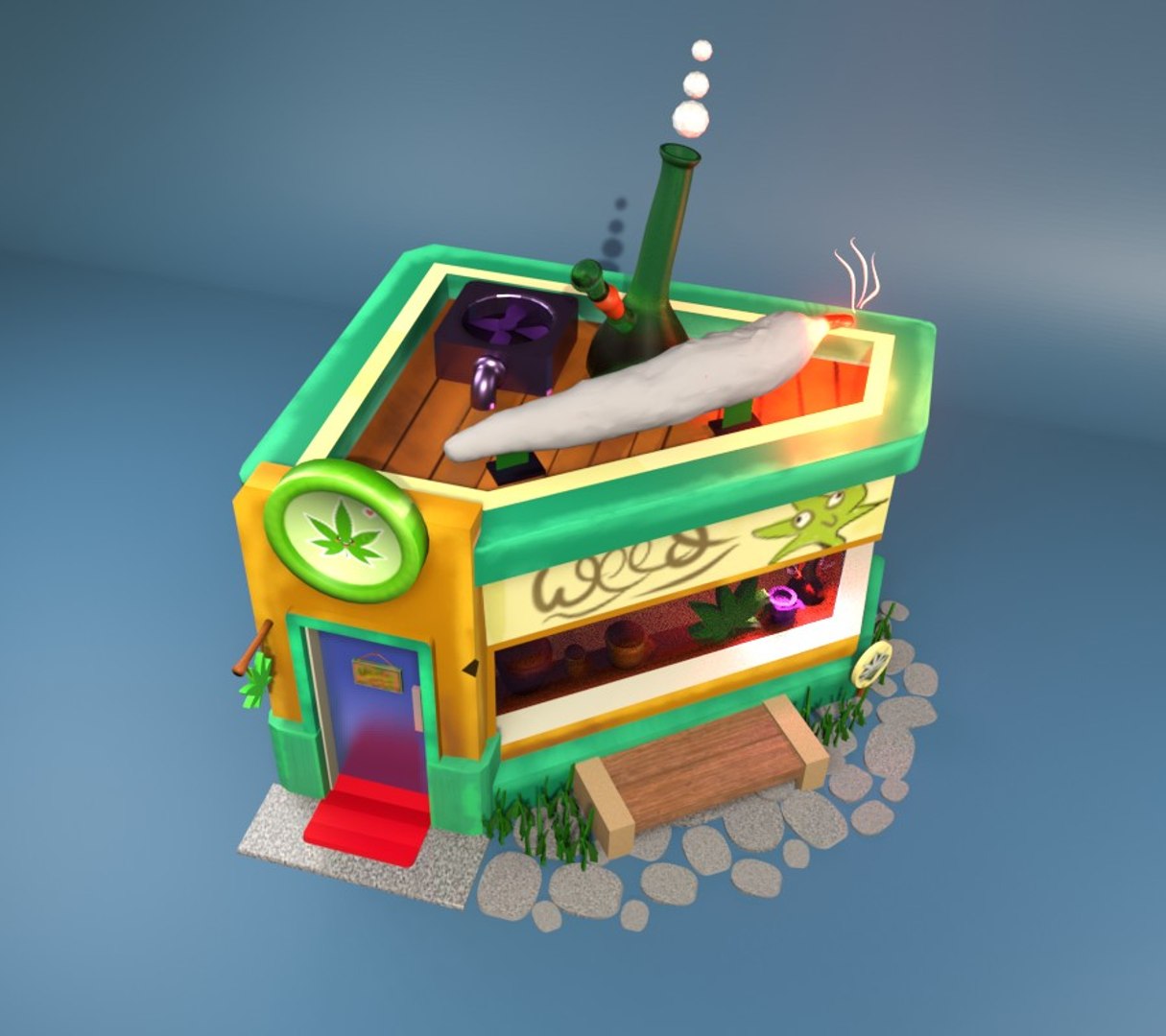 3D model Weed Cannabis marijuana shop Blender render Low-poly 3D model https://p.turbosquid.com/ts-thumb/a4/38Ovo6/K5/1/jpg/1657625714/1920x1080/fit_q87/caea0586556889119c67b4afb9dbea0747b563c2/1.jpg