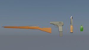 3D World War Low Poly Gun Pack model