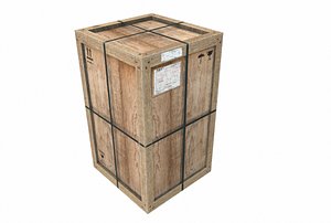 3D old wooden cargo crate
