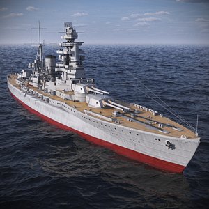 Imperial Battleship Nagato WWII Era with Observation Mast Grey Rigged for Cinema 4D 3D model