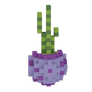 Wall mounted decorative cactus in a pot 8 bit stylized