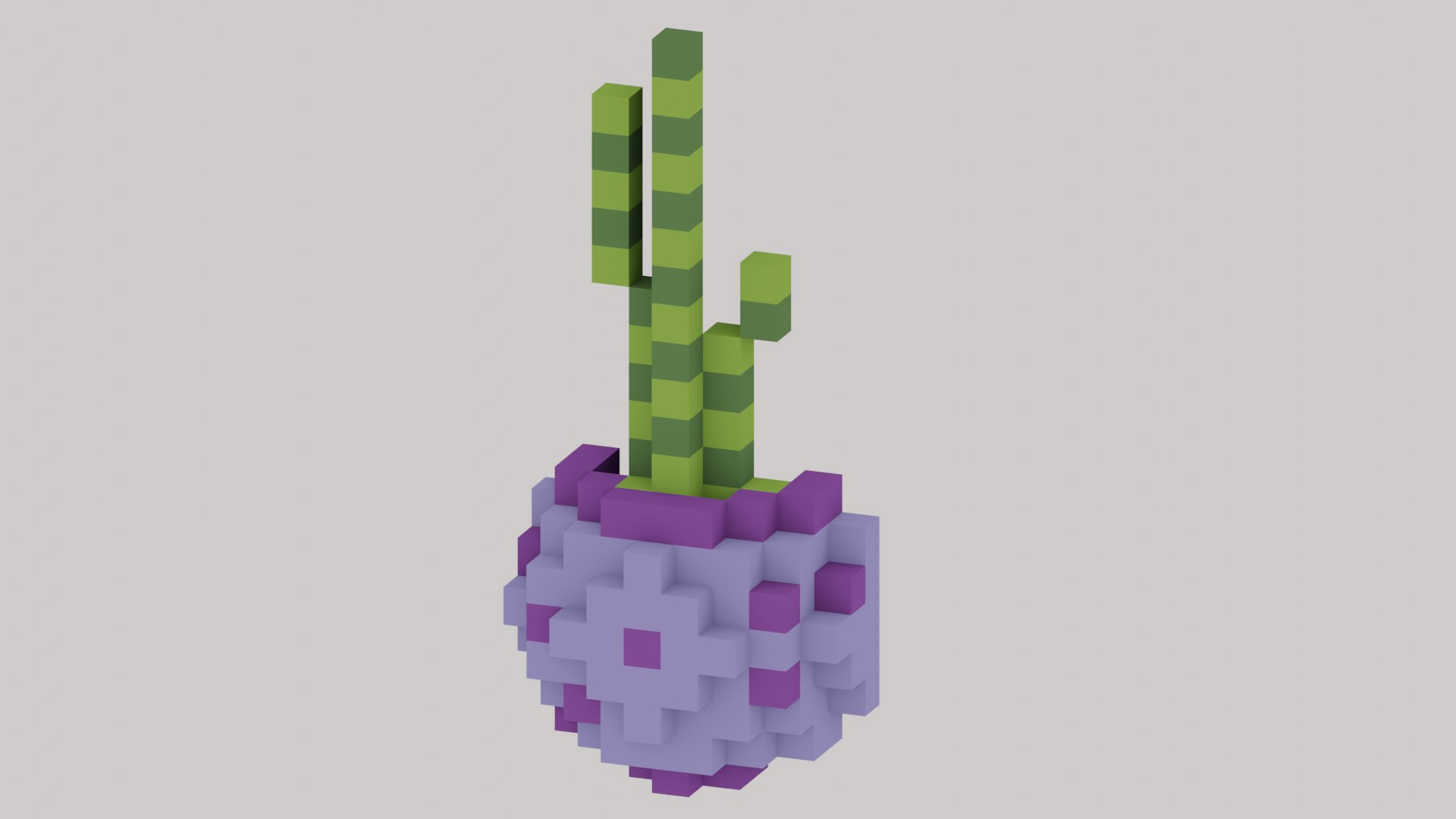 Wall Mounted Decorative Cactus In A Pot 8 Bit Stylized 3D Model ...