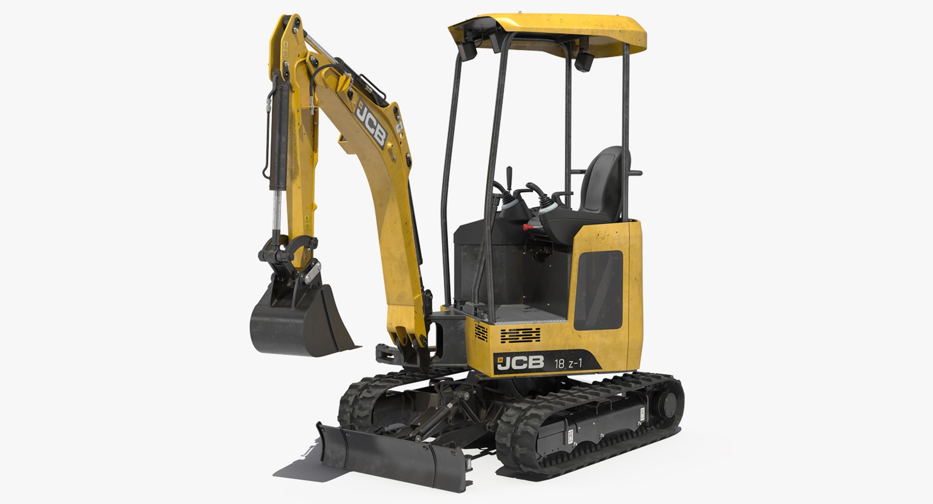 Mini Tracked Excavator JCB Dirty Rigged 3D model preview