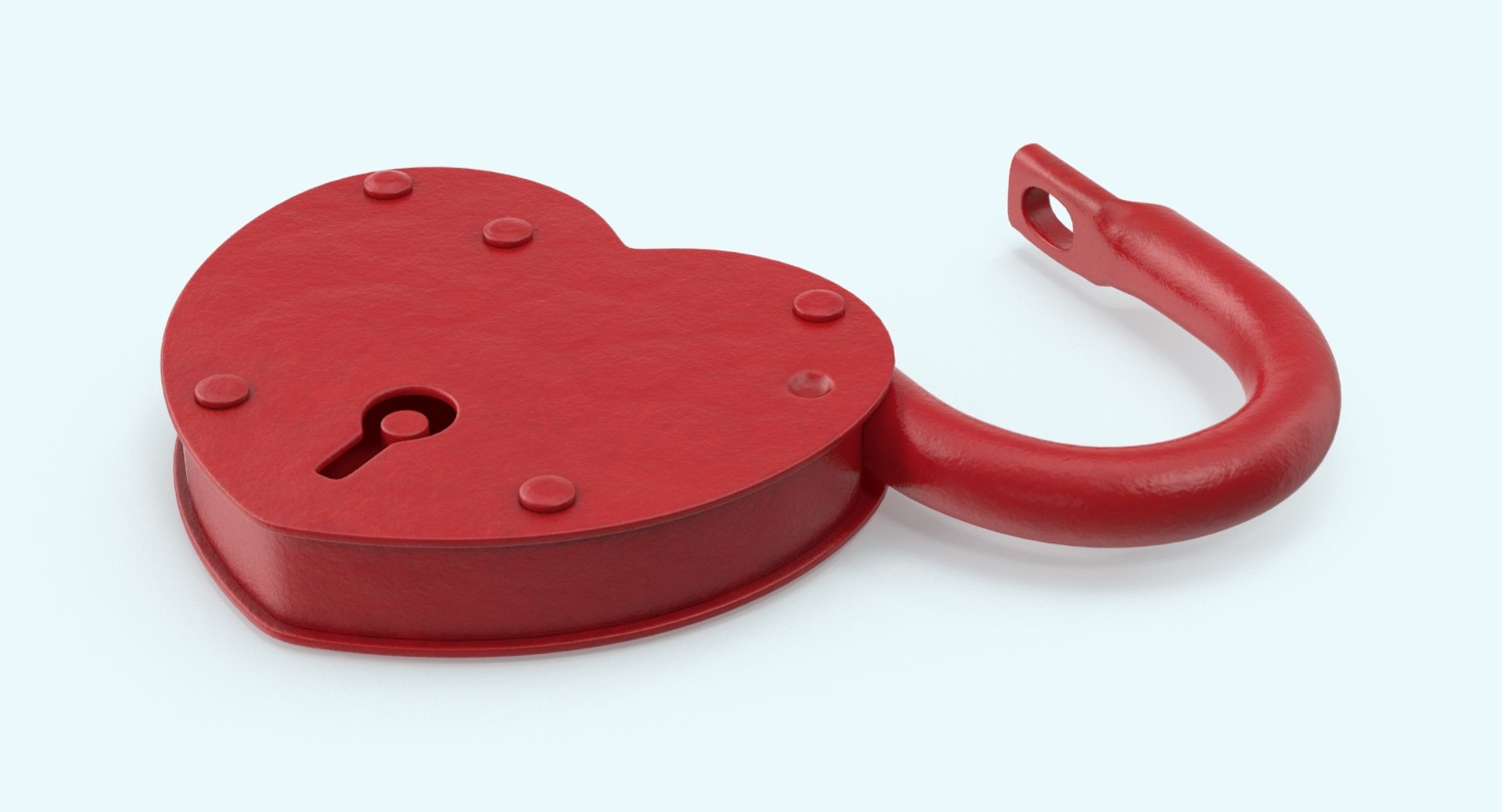 3d heart-shaped-lock----laying-flat-open-heart-shaped-lock model