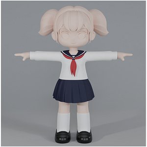Minimal Chibi School Uniform 05 3D model