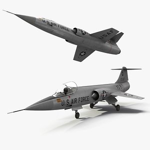 Lockheed F-104 Starfighter Aircraft Jet Rigged for Cinema 4D