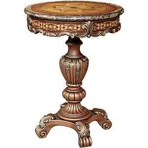 Classic Wooden side table round stand coffee table with pattern 3D model