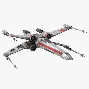 Space Fighter X-Wing Starship with R2-D2 3D model