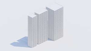 3D 3types Simple building XL size