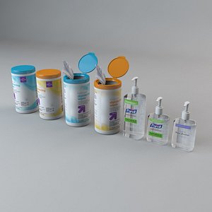 disinfection kit wipes purell 3D model