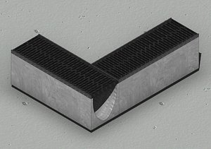 V300 Drain Channel Corner 90 Degree Concrete with Grate 3D Model