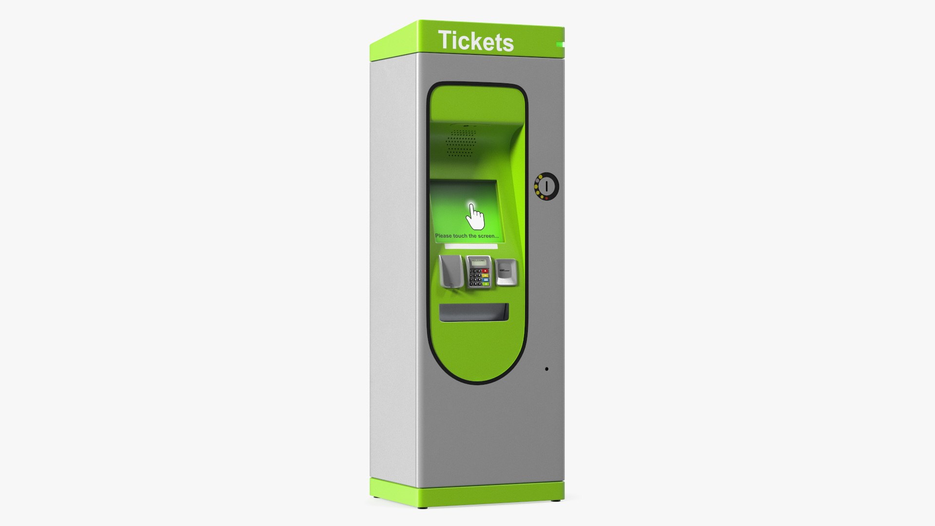 Card or Cash Ticket Machine Green 3D model preview