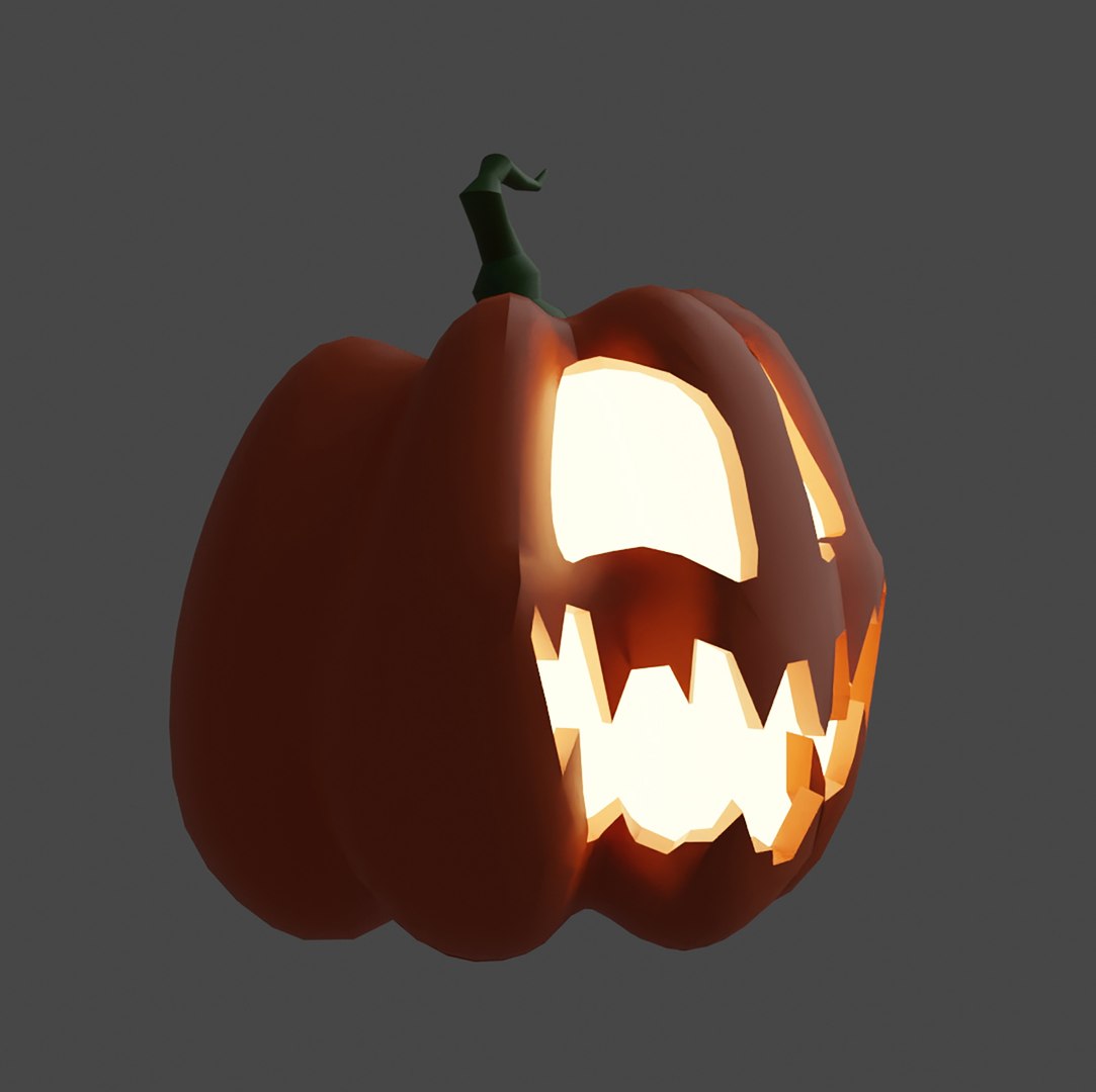 Halloween Pumpkin Low Poly Model With Retopology From Sculpting 3D ...