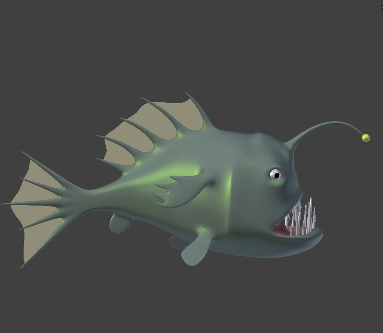 obj cartoon angler fish