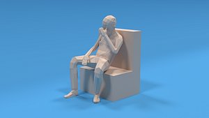 3D sitting kid
