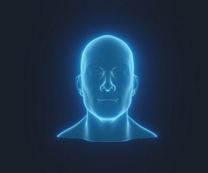 Hologram Male Head Animated with Facial Expressions