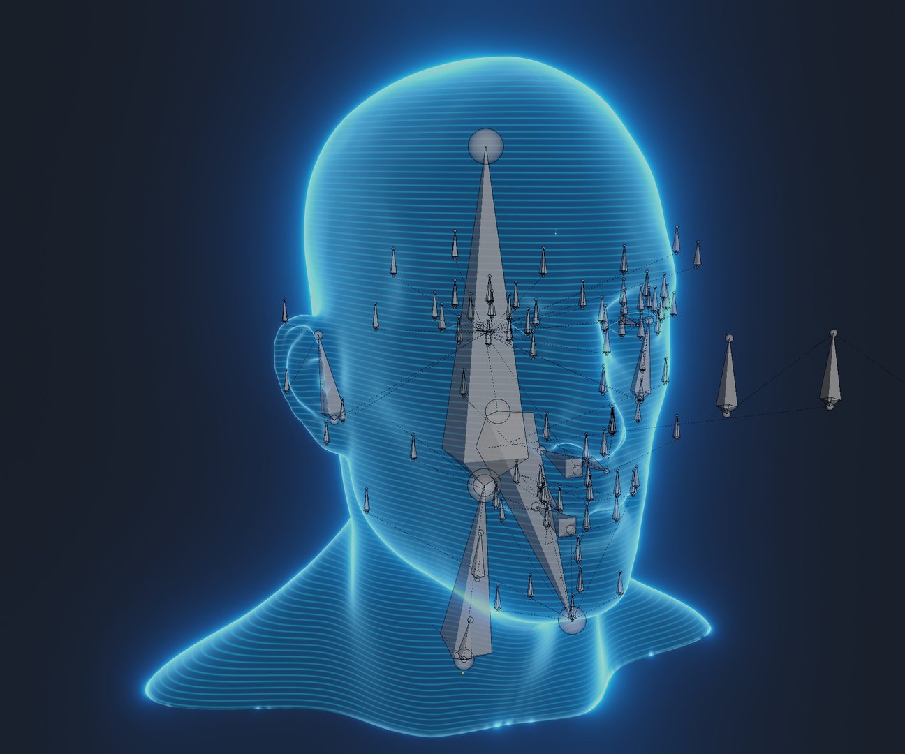 3D Hologram Male Head Animated With Facial Expressions Model ...