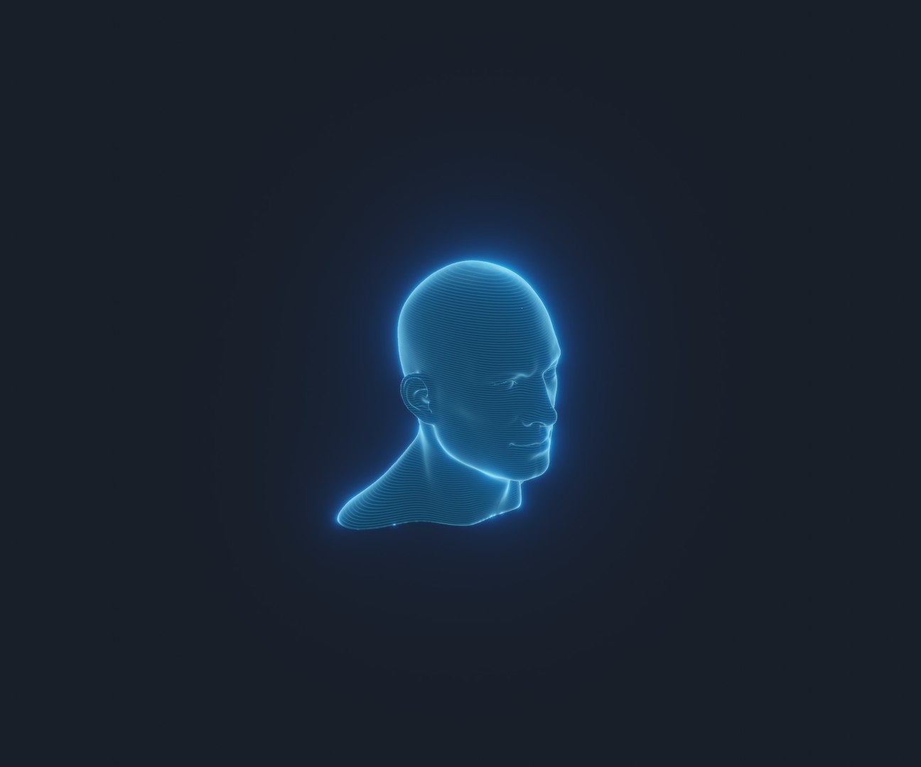 3D Hologram Male Head Animated With Facial Expressions Model ...