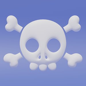 3D Cartoon Skull and Crossbones 2