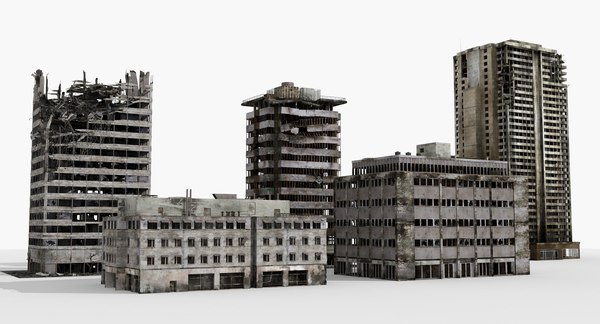 3D destroyed buildings 5 ruined model - TurboSquid 1189094