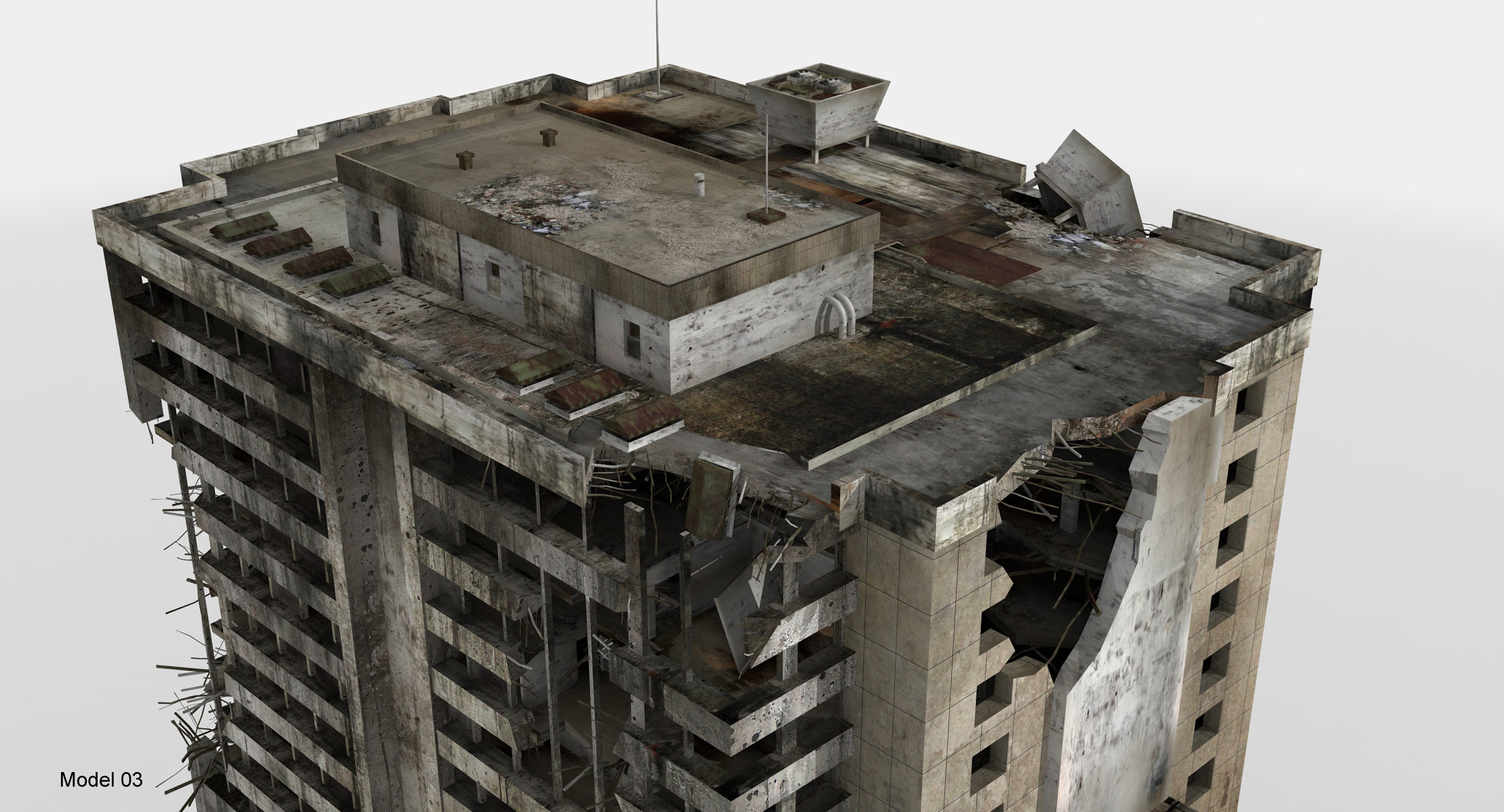 3D destroyed buildings 5 ruined model - TurboSquid 1189094