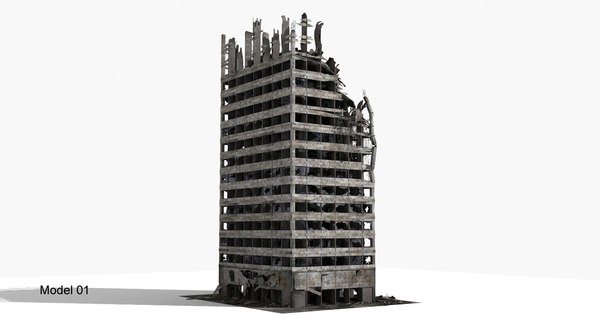 3D destroyed buildings 5 ruined model - TurboSquid 1189094