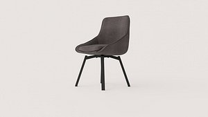 3D Modern Upholstered Armchair with Black Metal Legs model