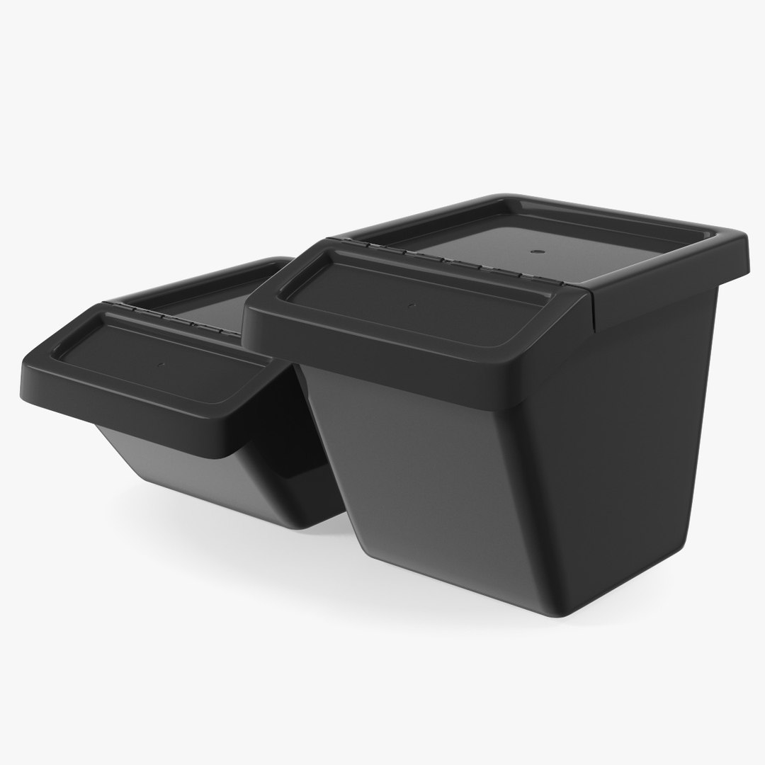 Black Storage Containers with Lid Set model TurboSquid 2071148