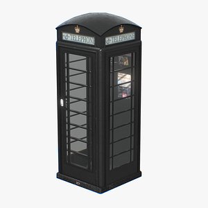 Black English Telephone Box K6 3D