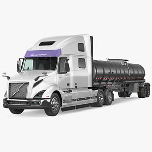 3D Volvo Truck with Tanker Trailer