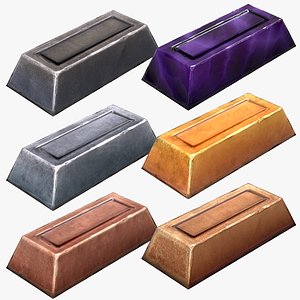 Stylized Ingots Pack Metal Bar Industrial Craft Forge Resource Set
