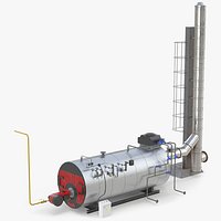 Horizontal Steam Boiler with Chimney Stack