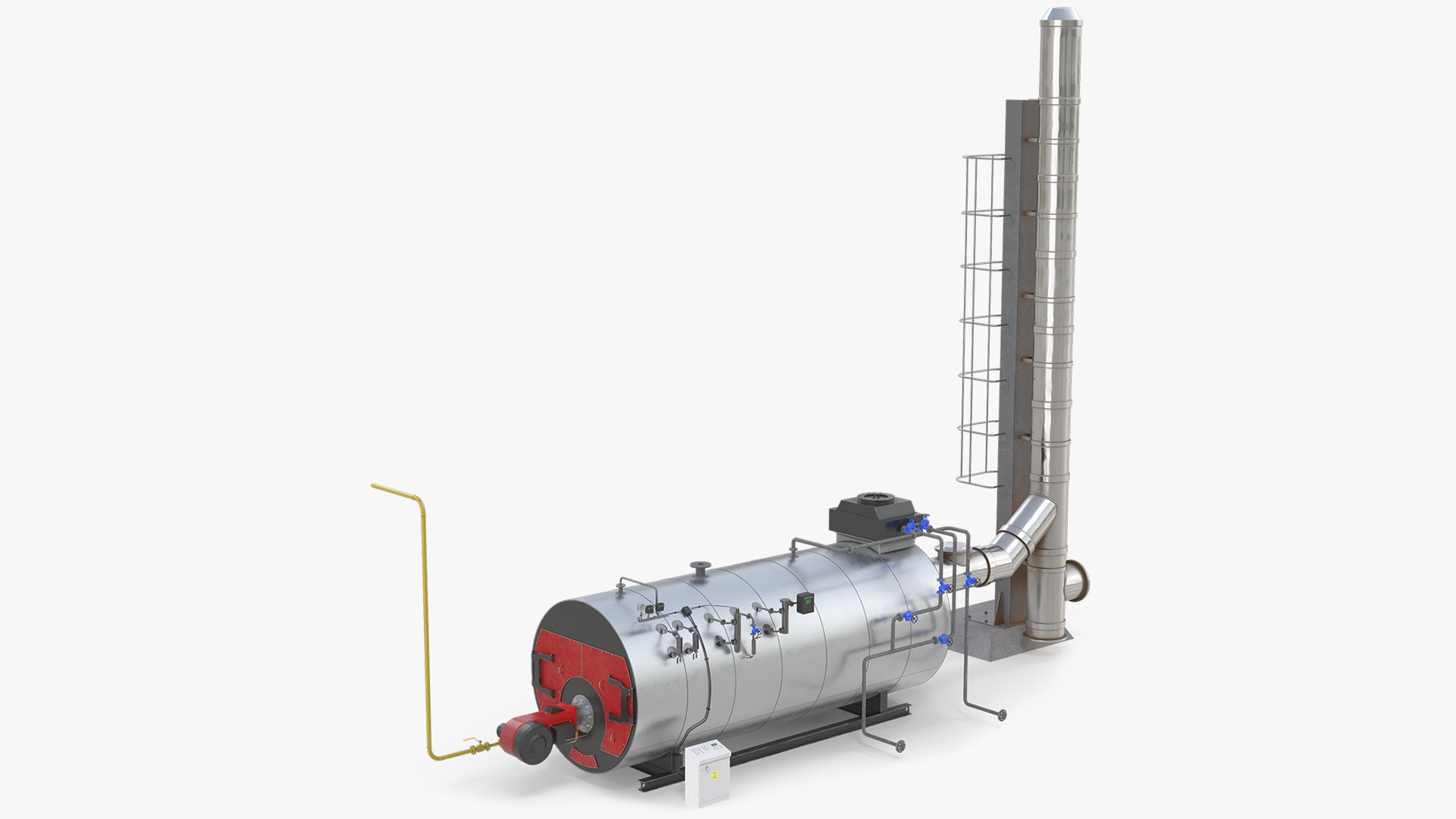 3D Horizontal Steam Boiler With Chimney Stack - TurboSquid 2556758