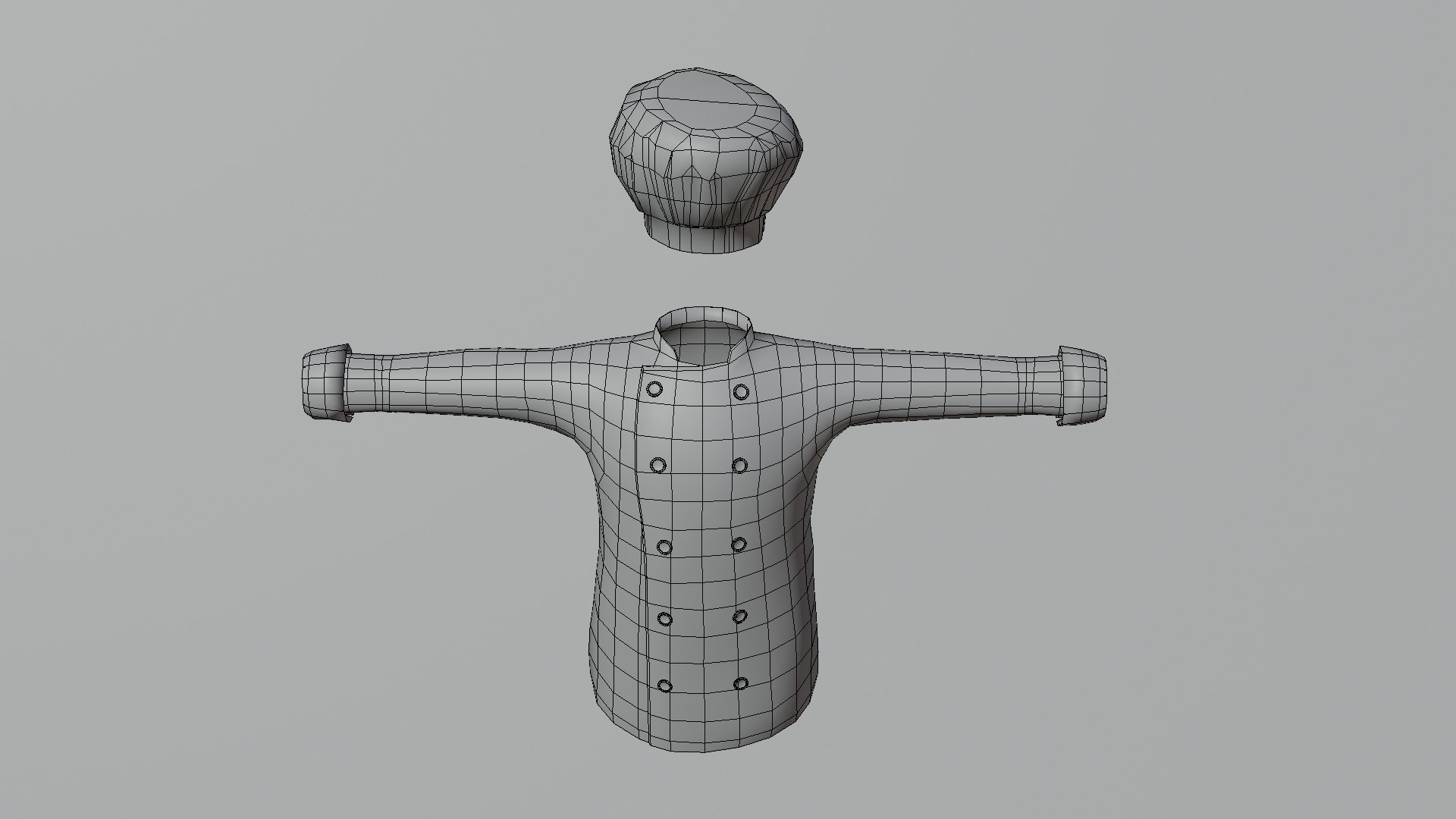 Chef jacket - low poly 3D https://p.turbosquid.com/ts-thumb/a6/hmqr4Q/NQ/c06/jpg/1629325125/1920x1080/fit_q87/0888549ed582723c6bcb5bada829d6f9dcb9f925/c06.jpg