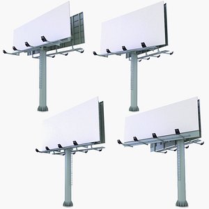 Professional Billboard Poles v12 3D model