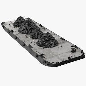 Pontoon Barge Loaded Coal 3D model