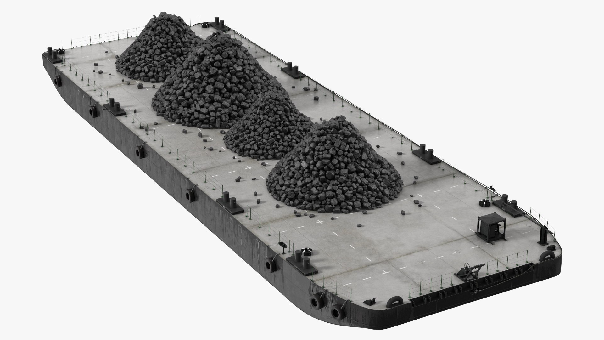 Pontoon Barge Loaded Coal 3D model preview