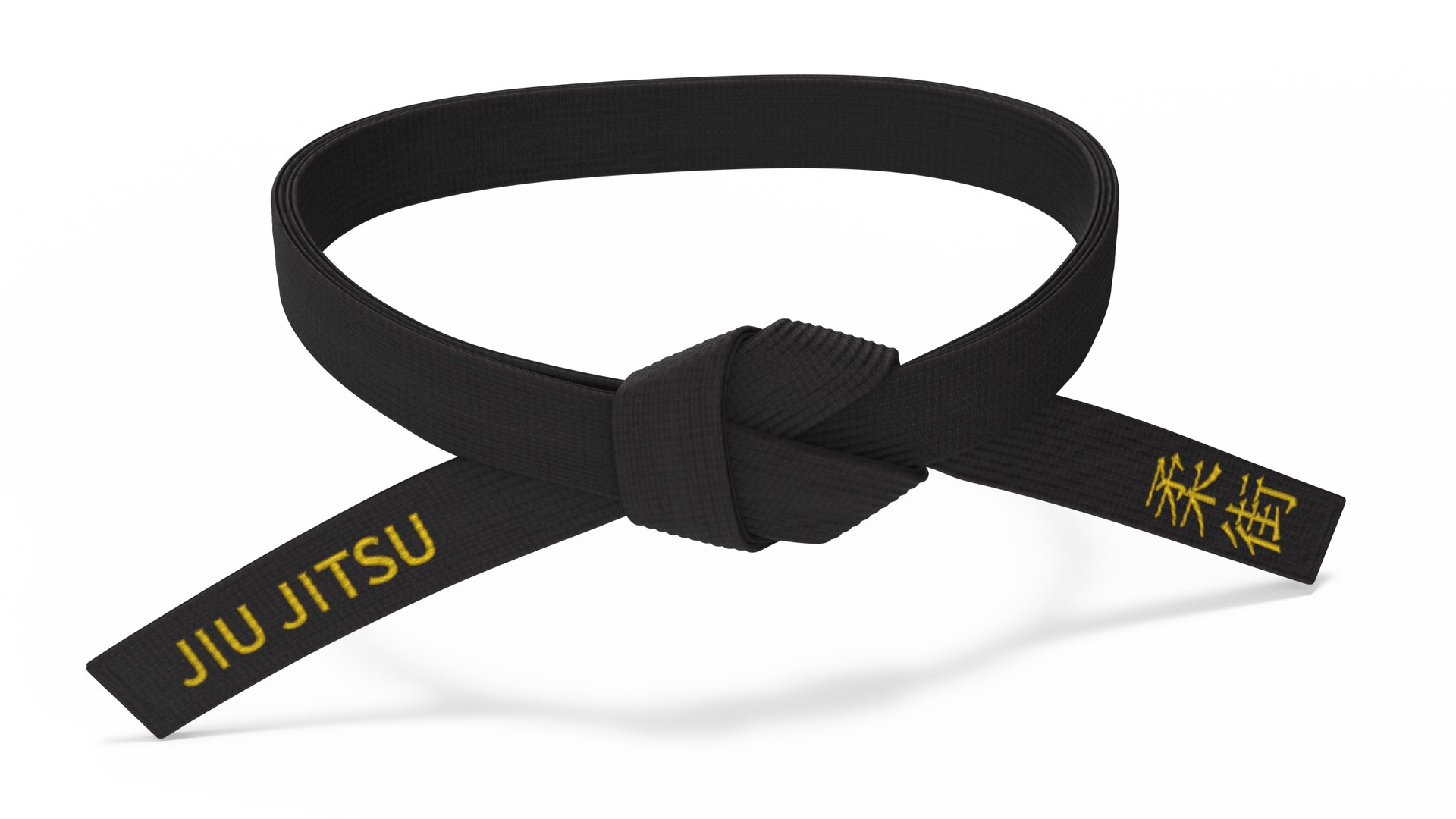 Jiu Jitsu Black Waist Obi Belt 3D model preview