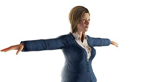 Corporate Female 3d Model with clothes CorporateSuitSkirtSandals Low-poly 3D model