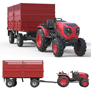 3D model Mahindra Tractor and Dump Trailer