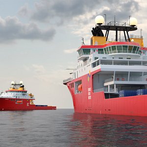 Falkor Too Research Vessel with Transport Helicopter