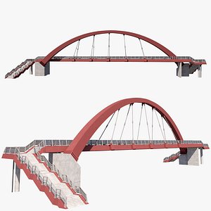 Bridge-04 cable-stayed pedestrian bridge supported by an arch structure 3D model